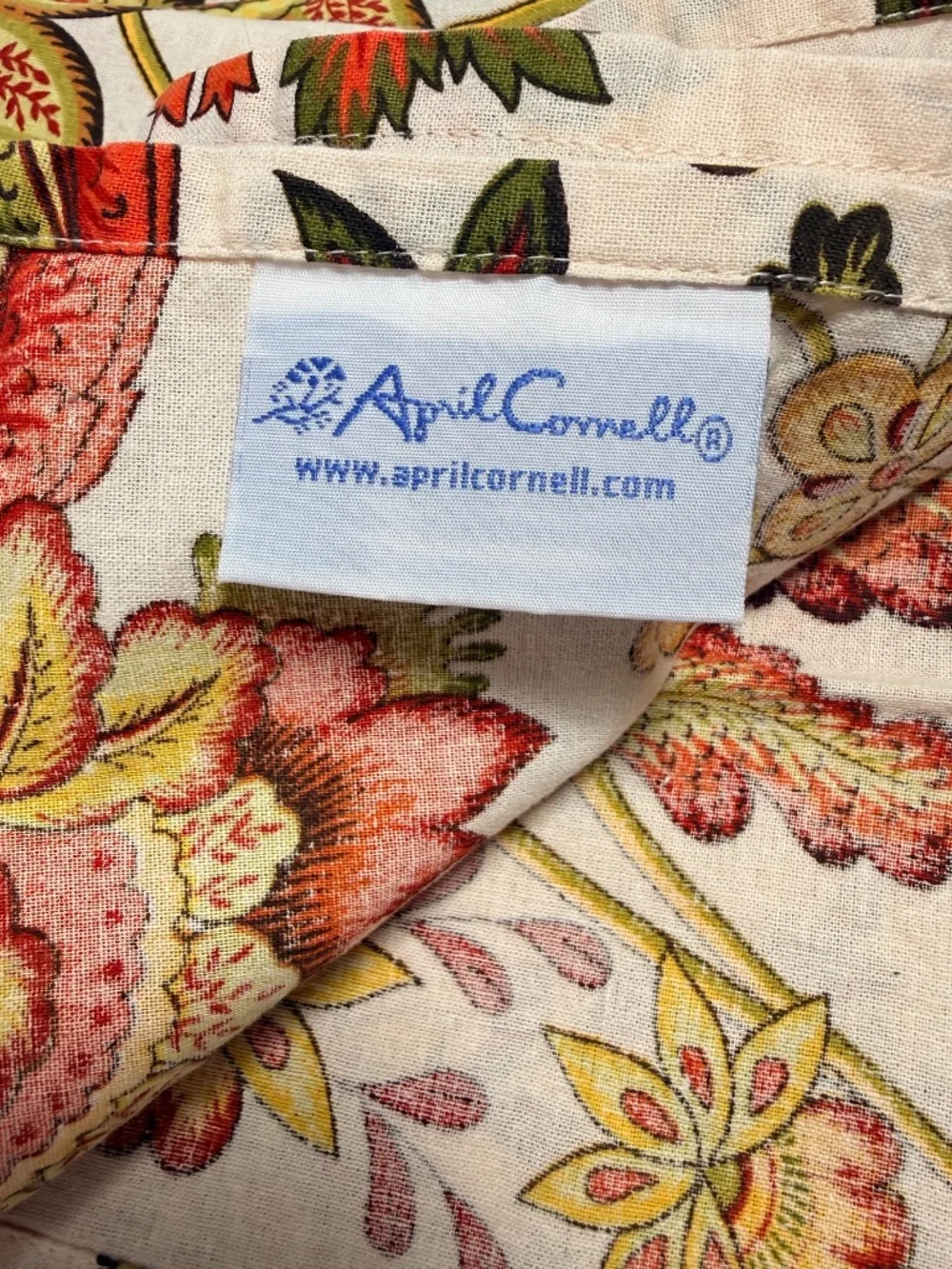 7 APRIL CORNELL Jacobean Floral 100% Cotton Dinner 15 x 16 Napkins NEW